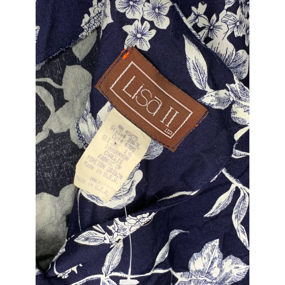 Lisa II vintage front tie dress 16 blue floral back button cottage core teacher - Picture 7 of 7